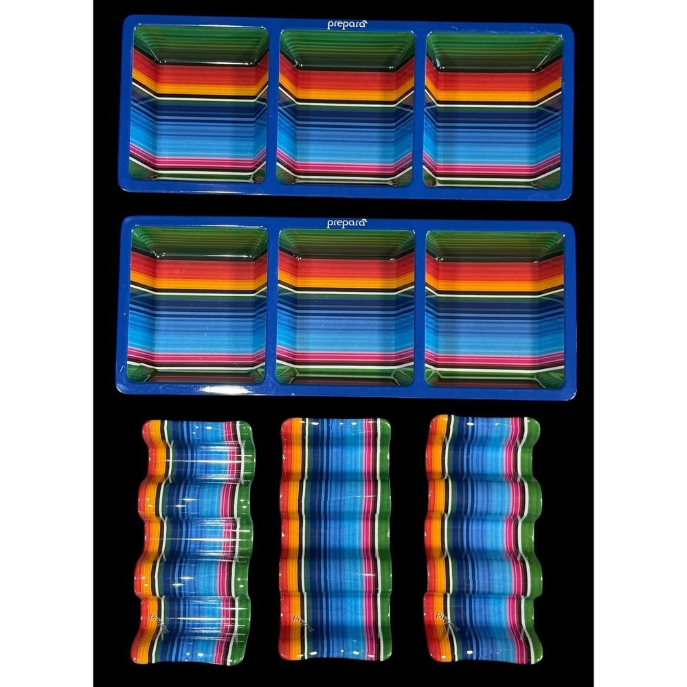 Prepara Melamine Taco Serving Set (3) Taco Holders (2) Condiment Trays